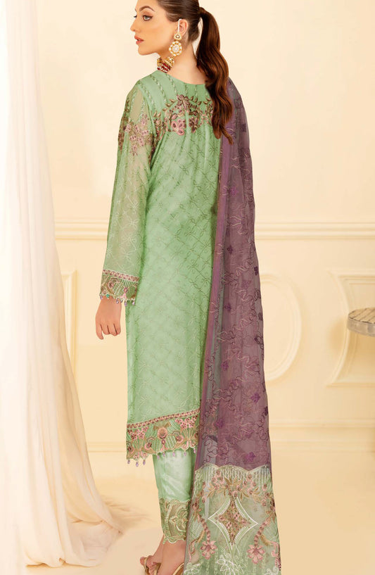 Nayab by Ramsha Luxury Embroidered Chiffon Unstitched 3 Piece Suit - N-405 - RM26NYB - Green - Festive Collection