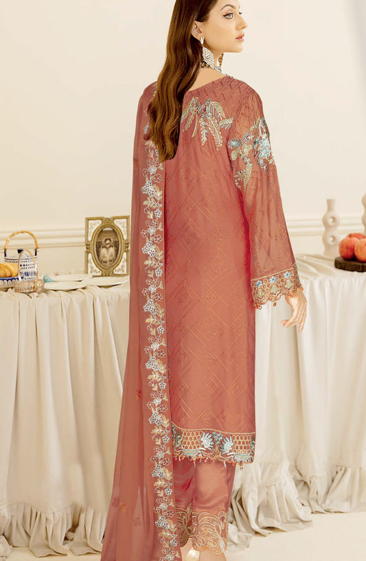 Nayab by Ramsha Luxury Embroidered Chiffon Unstitched 3 Piece Suit - N-403 - RM26NYB - Pink - Festive Collection