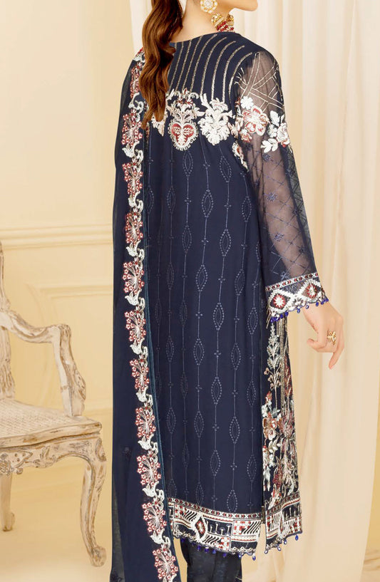 Nayab by Ramsha Luxury Embroidered Chiffon Unstitched 3 Piece Suit - N-402 - RM26NYB - Blue - Festive Collection