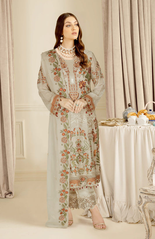 Nayab by Ramsha Luxury Embroidered Chiffon Unstitched 3 Piece Suit - N-401 - RM26NYB - Green - Festive Collection
