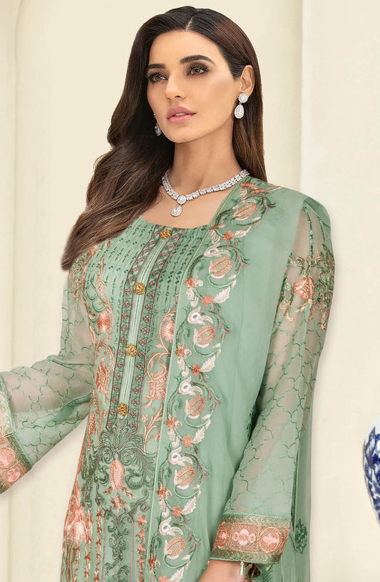 Nayab by Ramsha Embroidered Chiffon Unstitched 3 Piece Suit - N-310 - RM25CHW - Green - Festive Collection