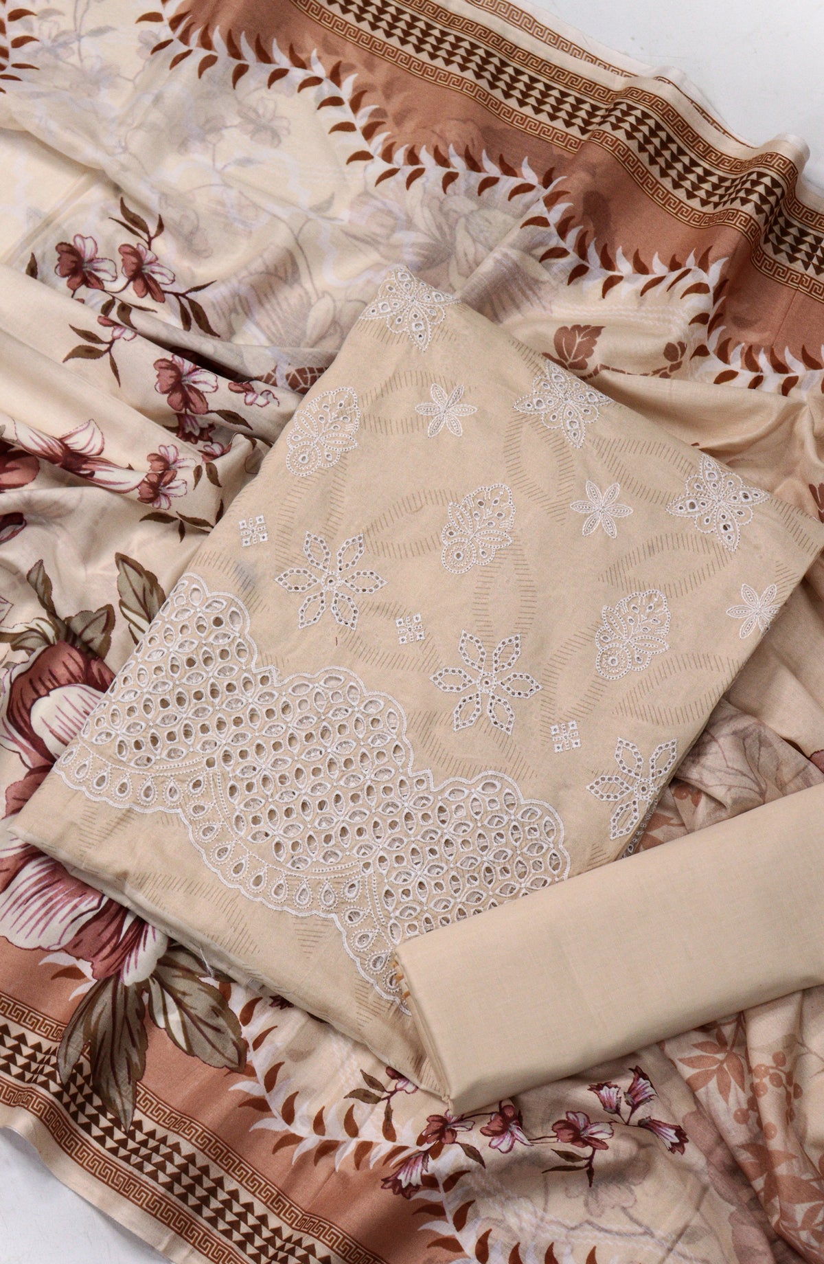 Nazneen by Amna Khadija Embroidered Chikankari Lawn Unstitched 3 Piece Suit - Design-06 - AM26NZN - Peach - Summer Collection