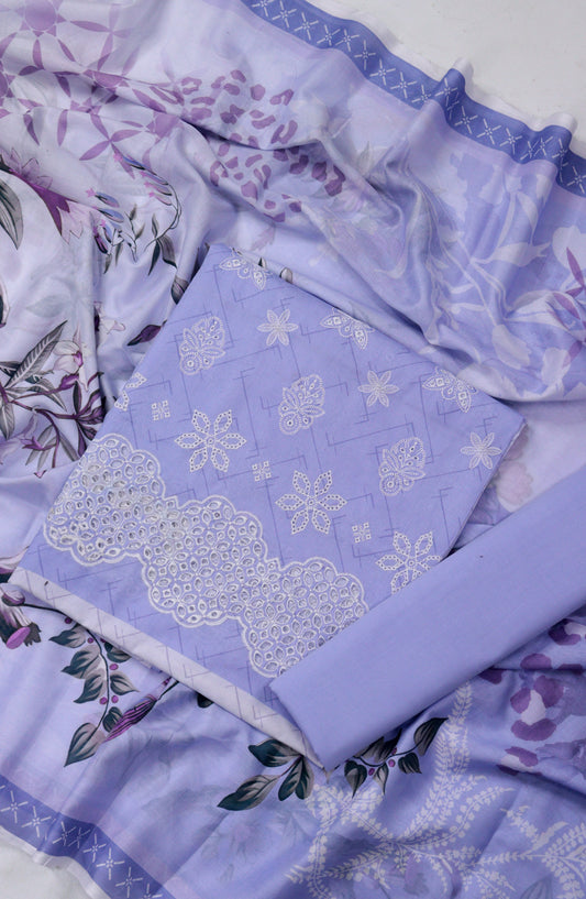 Nazneen by Amna Khadija Embroidered Chikankari Lawn Unstitched 3 Piece Suit - Design-01 - AM26NZN - Blue - Summer Collection