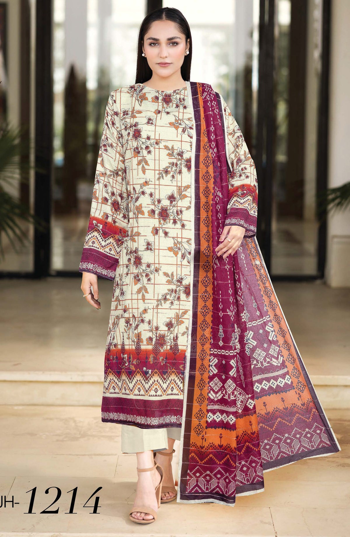 Nazneen by Johra Printed Lawn Unstitched 3 Piece Suit - JH-1214 - JH25NZN - Lemon - Casual Collection