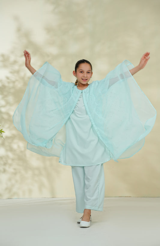 Nea & Mea ki Dosti by Amna Khadija Embroidered Chiffon Stitched 2 Piece Suit - AKNM-05 - AM26NEM - Blue - Summer Collection