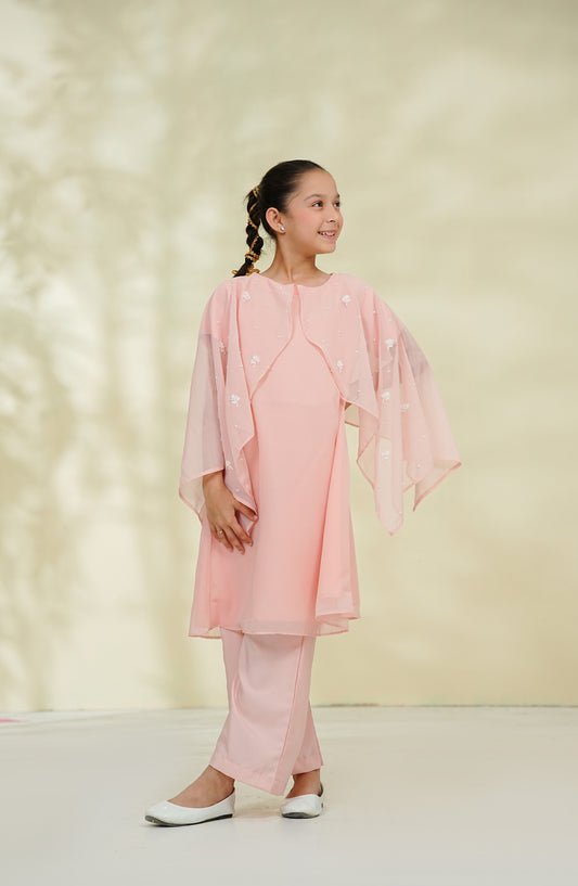 Nea & Mea ki Dosti by Amna Khadija Embroidered Chiffon Stitched 2 Piece Suit - AKNM-06 - AM26NEM - Pink - Summer Collection