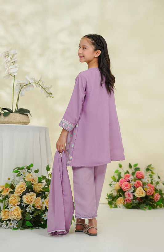 Nea & Mea ki Dosti by Amna Khadija Embroidered Chiffon Stitched 3 Piece Suit - AKNM-03 - AM26NEM - Purple - Summer Collection