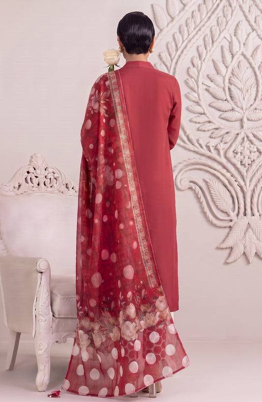 Neesha by Amna Khadija Embroidered Cotton Stitched 3 Piece Suit - AKN-01 - AM26NSHA - Red - Summer Collection