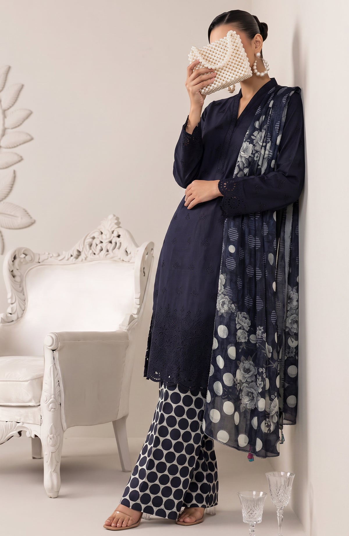 Neesha by Amna Khadija Embroidered Cotton Stitched 3 Piece Suit - AKN-03 - AM26NSHA - Blue - Summer Collection