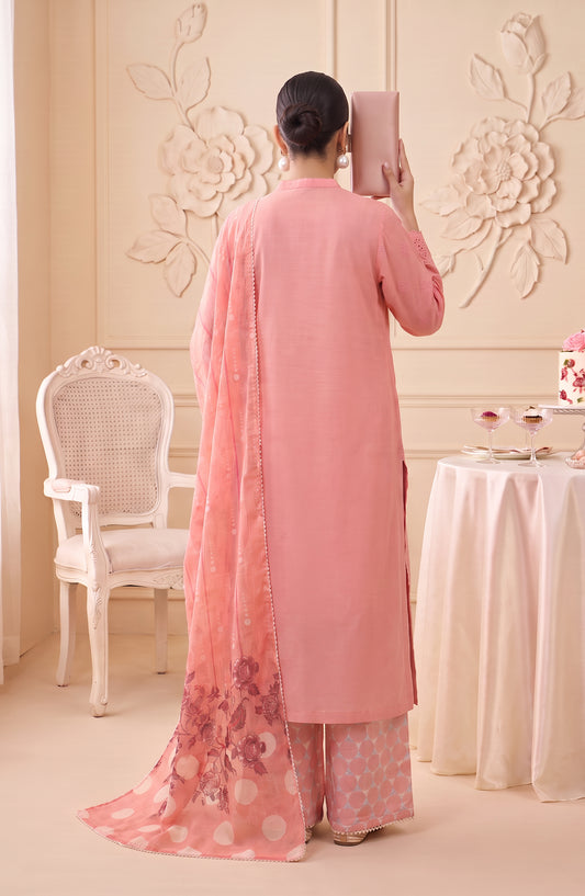 Neesha by Amna Khadija Embroidered Cotton Stitched 3 Piece Suit - AKN-08 - AM26NSHA - Pink - Summer Collection