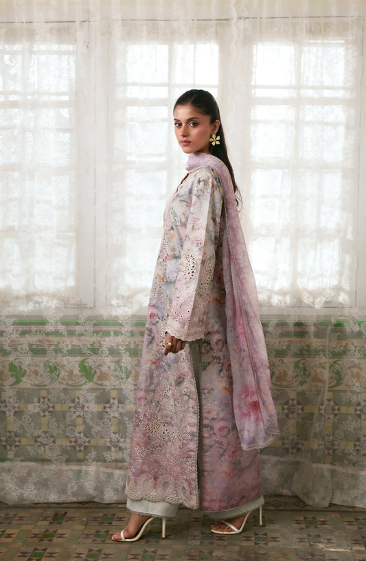 Neeshay Embroidered Lawn Unstitched 3 Piece Suit - BLUSHE - NSH26SM - Pink - Summer Collection