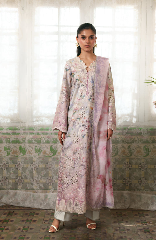 Neeshay Embroidered Lawn Unstitched 3 Piece Suit - BLUSHE - NSH26SM - Pink - Summer Collection