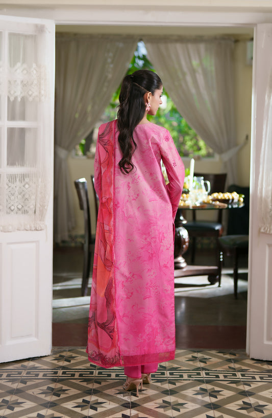 Neeshay Embroidered Lawn Unstitched 3 Piece Suit - ROSAIRE - NSH26SM - Pink - Summer Collection