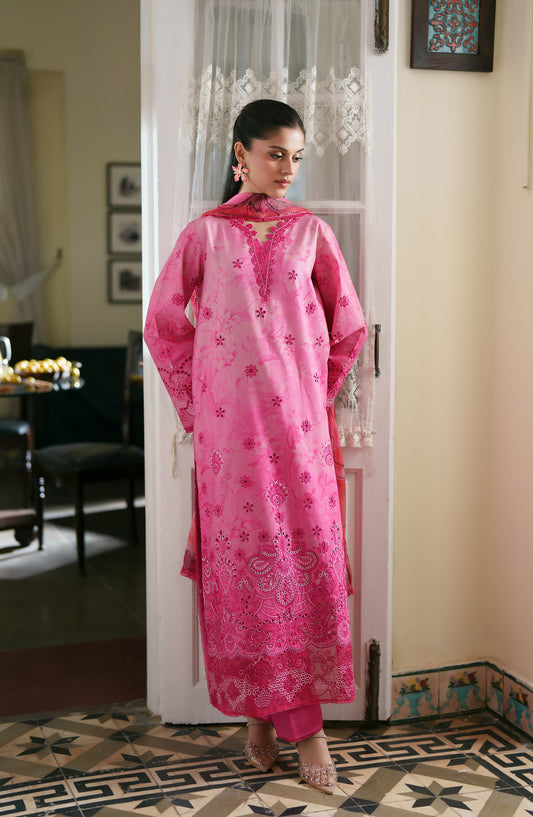 Neeshay Embroidered Lawn Unstitched 3 Piece Suit - ROSAIRE - NSH26SM - Pink - Summer Collection