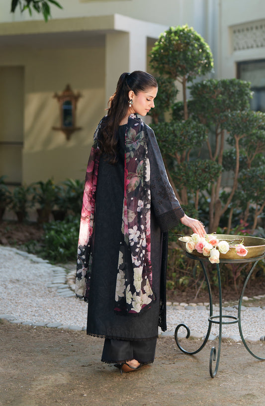 Neeshay Embroidered Lawn Unstitched 3 Piece Suit - SABLE - NSH26SM - Black - Summer Collection