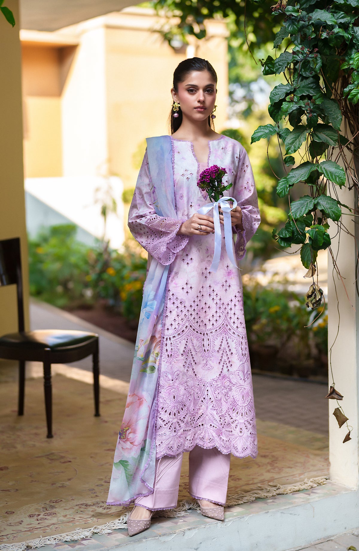 Neeshay Embroidered Lawn Unstitched 3 Piece Suit - MIRELLE - NSH26SM - Purple - Summer Collection