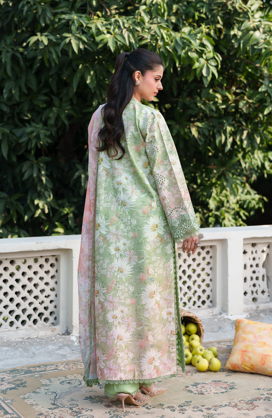 Neeshay Embroidered Lawn Unstitched 3 Piece Suit - VERNA - NSH26SM - Green - Summer Collection