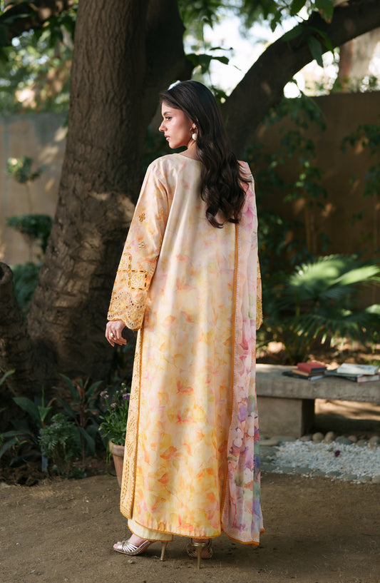 Neeshay Embroidered Lawn Unstitched 3 Piece Suit - SOLAYA - NSH26SM - Yellow - Summer Collection