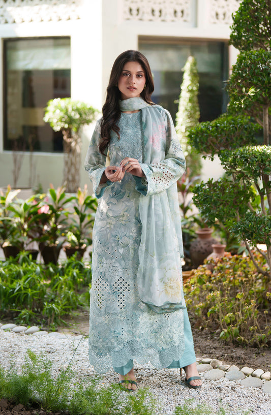 Neeshay Embroidered Lawn Unstitched 3 Piece Suit - CALIXA - NSH26SM - Green - Summer Collection