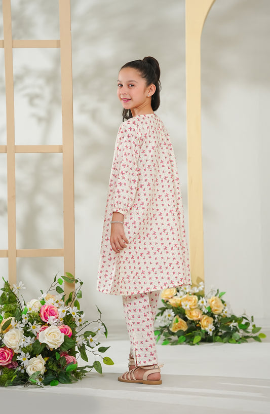 Nelofarr Guriya by Amna Khadija Printed Cotton Stitched 2 Piece Suit - AKNG-05 - AM26AKNG - White - Summer Collection