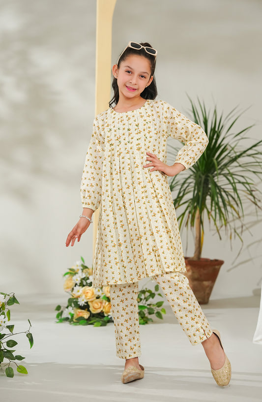 Nelofarr Guriya by Amna Khadija Printed Cotton Stitched 2 Piece Suit - AKNG-07 - AM26AKNG - Fawn - Summer Collection