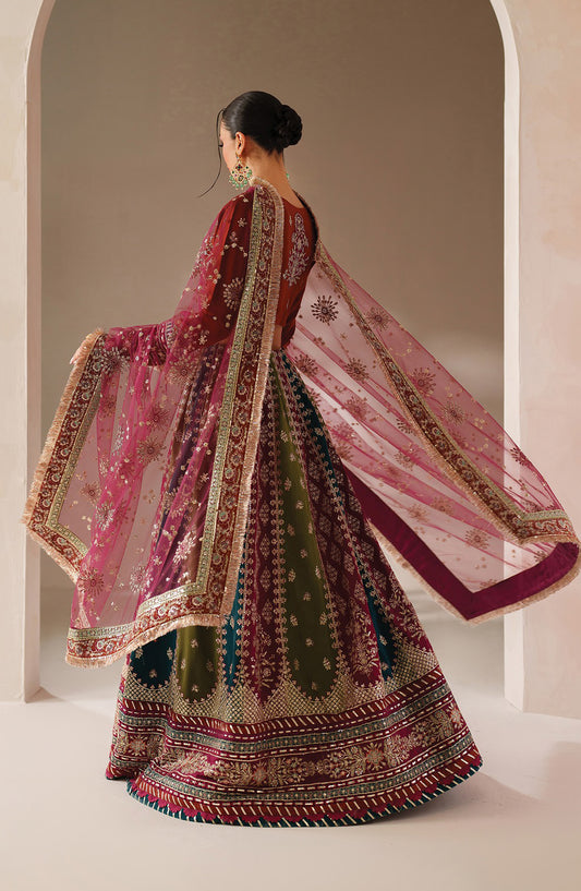 Neorah by Xenia Luxury Embroidered Raw Silk Unstitched 3 Piece Suit - 10-INEA - XF25NRH - Rust - Formals Collection