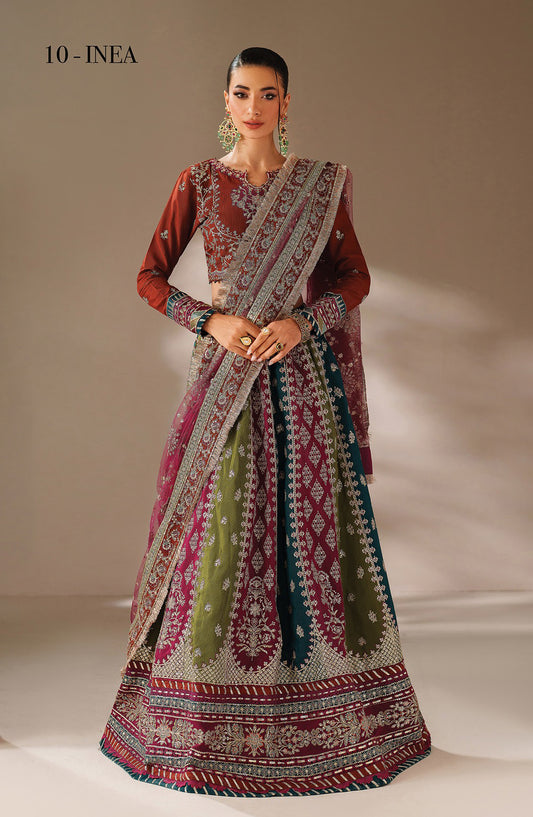 Neorah by Xenia Luxury Embroidered Raw Silk Unstitched 3 Piece Suit - 10-INEA - XF25NRH - Rust - Formals Collection
