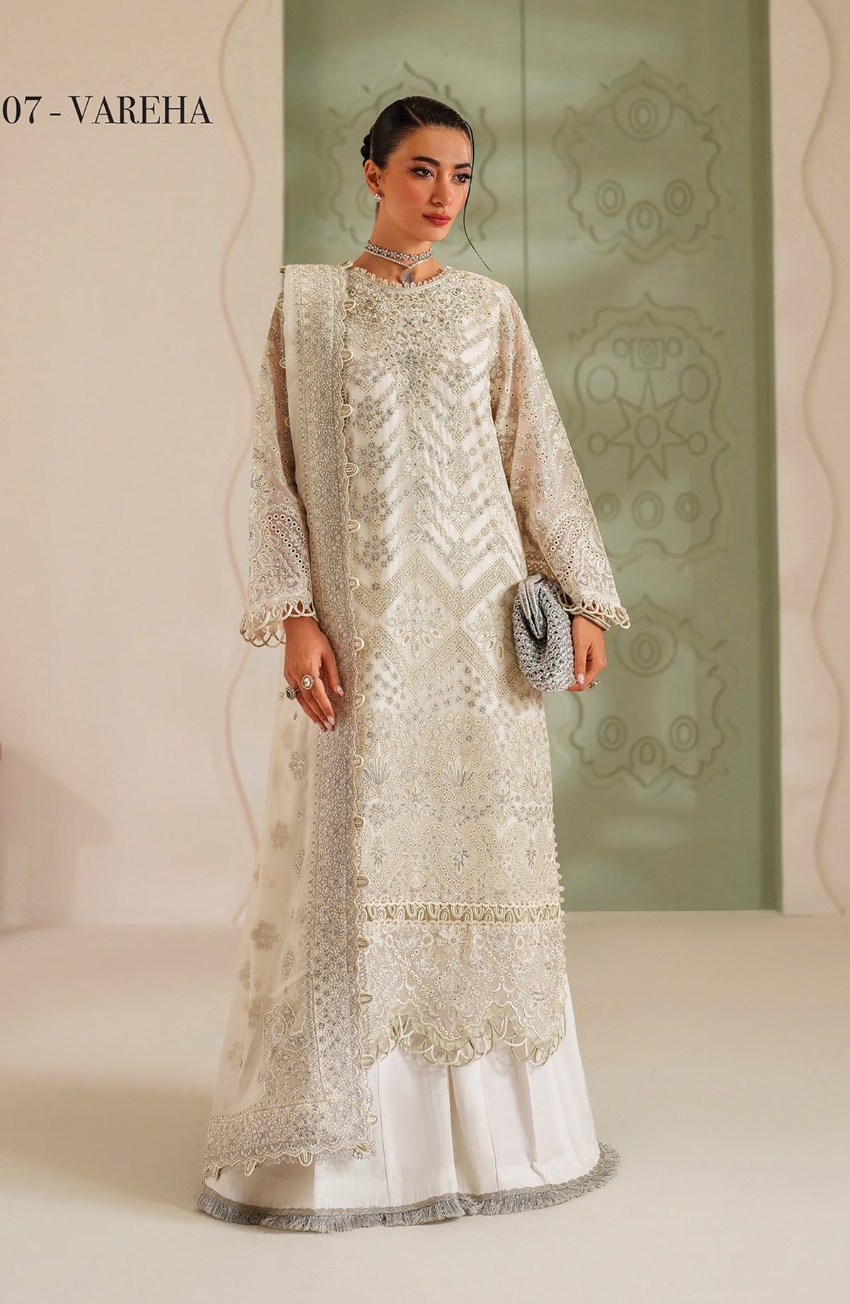 Neorah by Xenia Luxury Embroidered Chiffon Unstitched 3 Piece Suit - 07-VAREHA - XF25NRH - White - Formals Collection