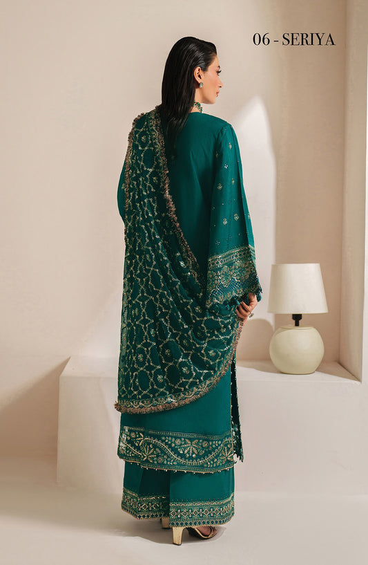 Neorah by Xenia Luxury Embroidered Raw Silk Unstitched 3 Piece Suit - 06-SERIYA - XF25NRH - Green - Formals Collection