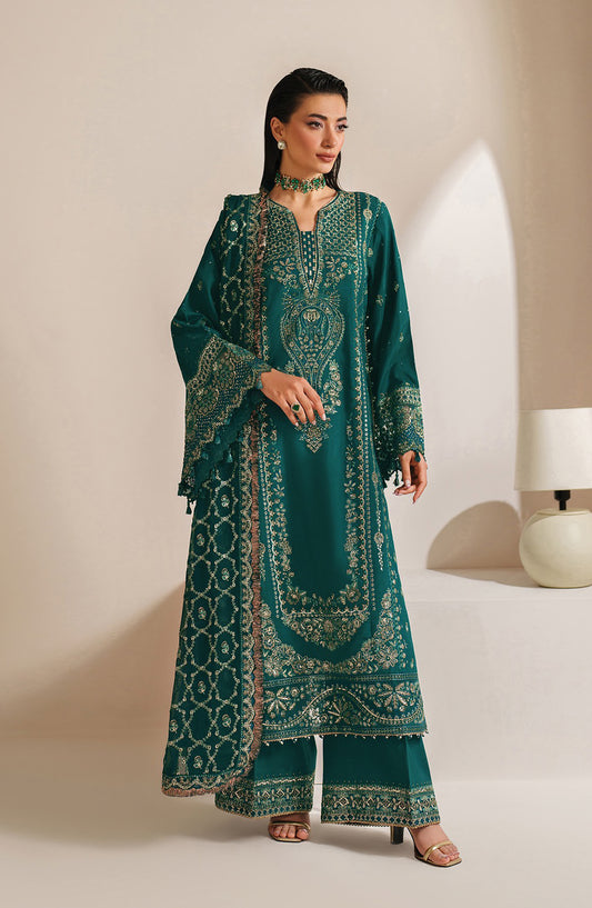 Neorah by Xenia Luxury Embroidered Raw Silk Unstitched 3 Piece Suit - 06-SERIYA - XF25NRH - Green - Formals Collection