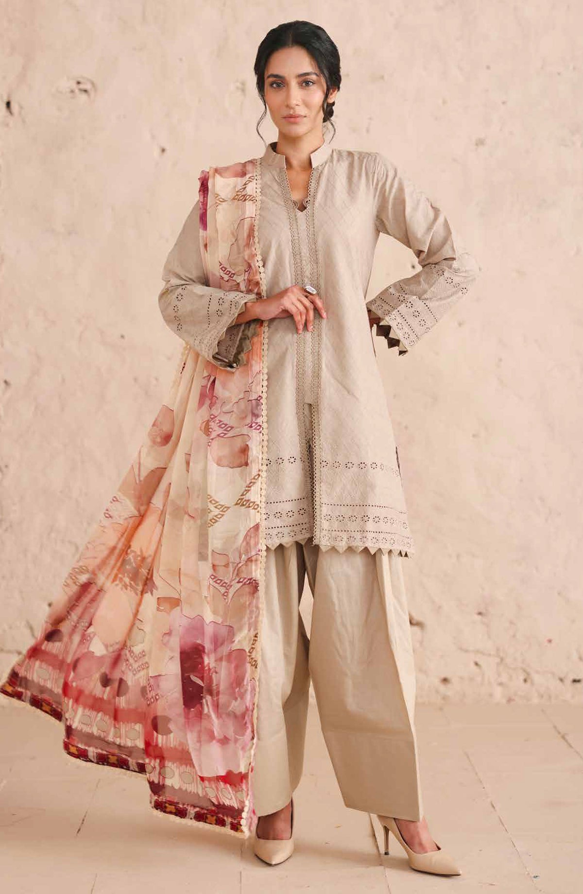 Neysa by Johra Chikankari Lawn Unstitched 3 Piece Suit - JS-94 - JH26NYS - Beige - Summer Collection