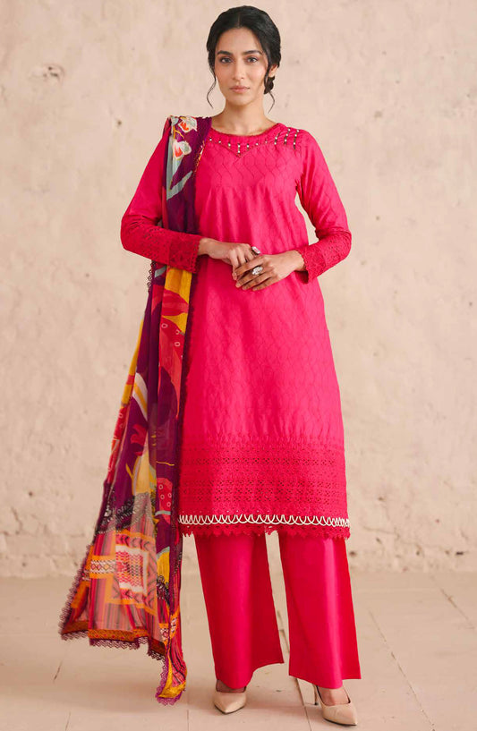 Neysa by Johra Chikankari Lawn Unstitched 3 Piece Suit - JS-92 - JH26NYS - Pink - Summer Collection