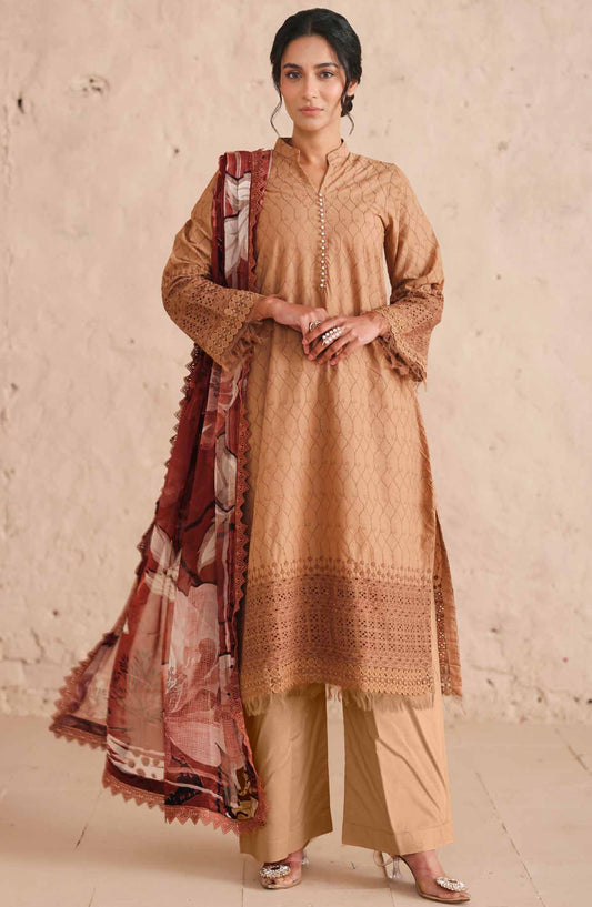 Neysa by Johra Chikankari Lawn Unstitched 3 Piece Suit - JS-91 - JH26NYS - Brown - Summer Collection