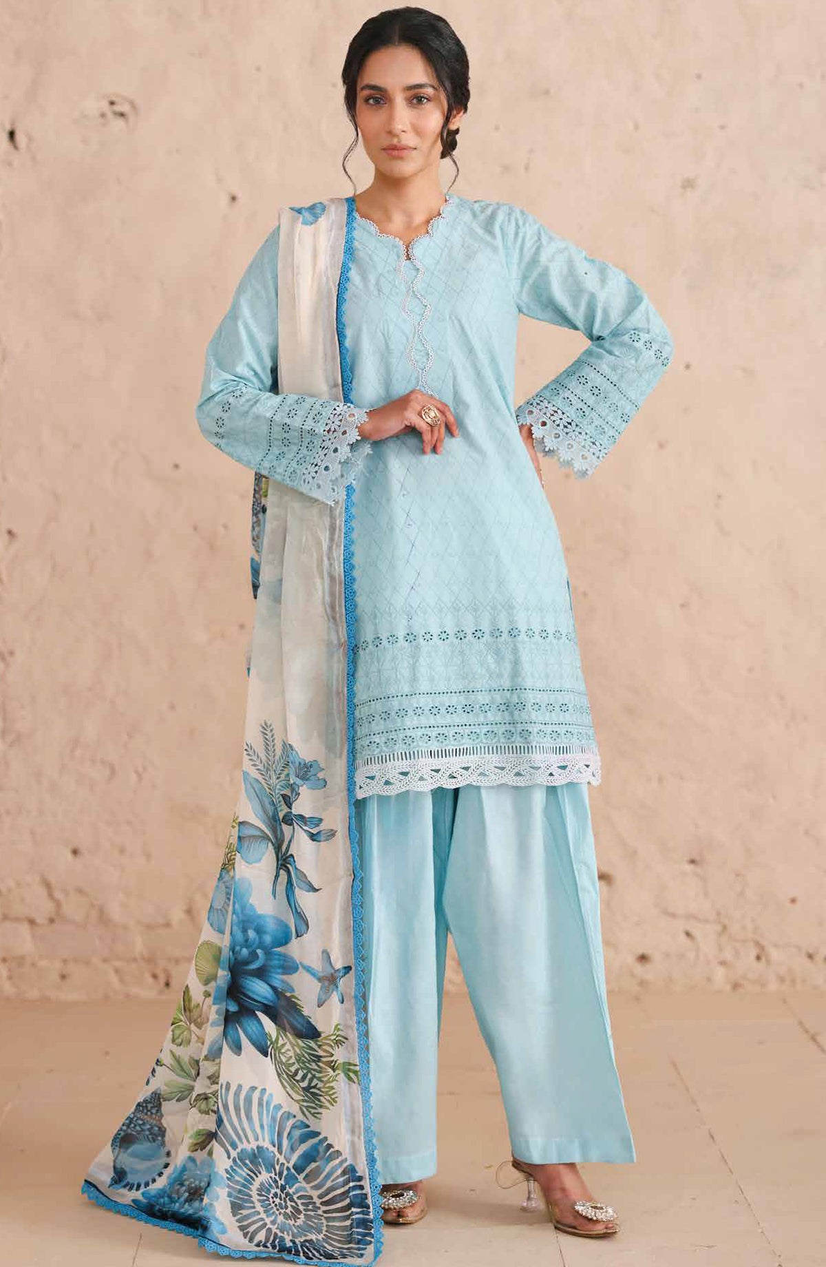 Neysa by Johra Chikankari Lawn Unstitched 3 Piece Suit - JS-90 - JH26NYS - Blue - Summer Collection