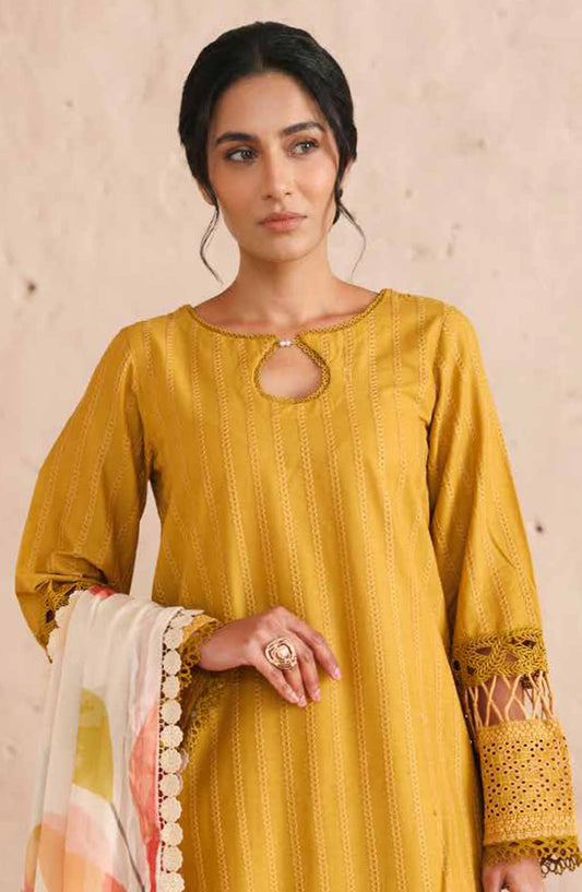 Neysa by Johra Chikankari Lawn Unstitched 3 Piece Suit - JS-88 - JH26NYS - Mustard - Summer Collection
