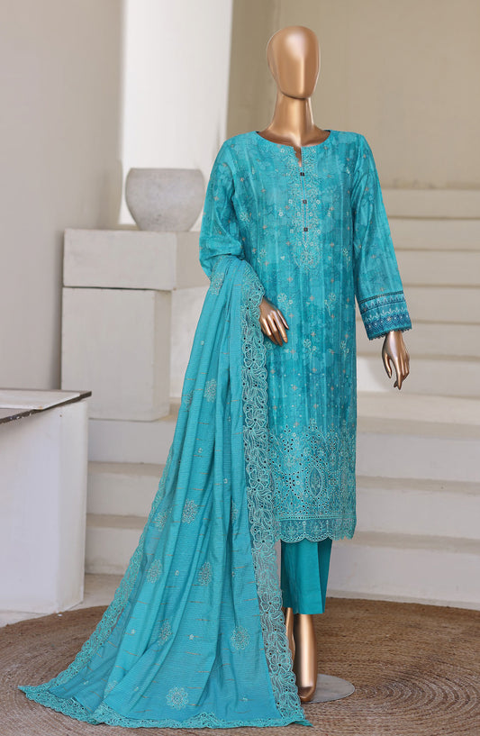 Ninokara by HZ Textile Embroidered Jacquard Unstitched 3 Piece Suit - D-10 - HZ26KNRA - Blue - Summer Collection