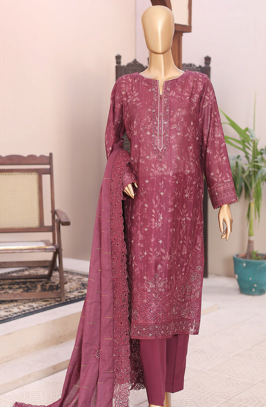Ninokara by HZ Textile Embroidered Jacquard Unstitched 3 Piece Suit - D-05 - HZ26KNRA - Maroon - Summer Collection