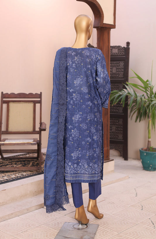 Ninokara by HZ Textile Embroidered Jacquard Unstitched 3 Piece Suit - D-04 - HZ26KNRA - Blue - Summer Collection