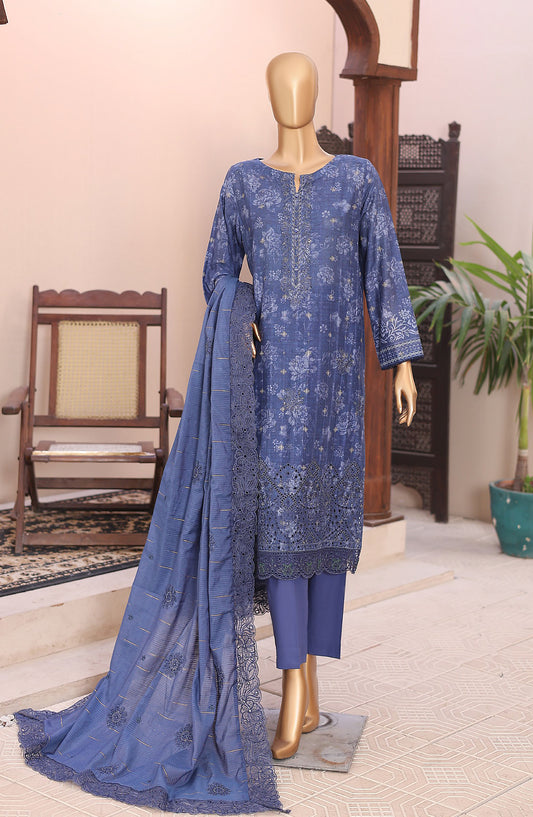Ninokara by HZ Textile Embroidered Jacquard Unstitched 3 Piece Suit - D-04 - HZ26KNRA - Blue - Summer Collection