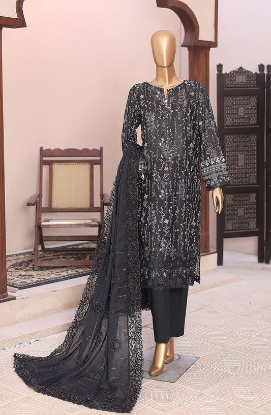 Ninokara by HZ Textile Embroidered Jacquard Unstitched 3 Piece Suit - D-03 - HZ26KNRA - Black - Summer Collection