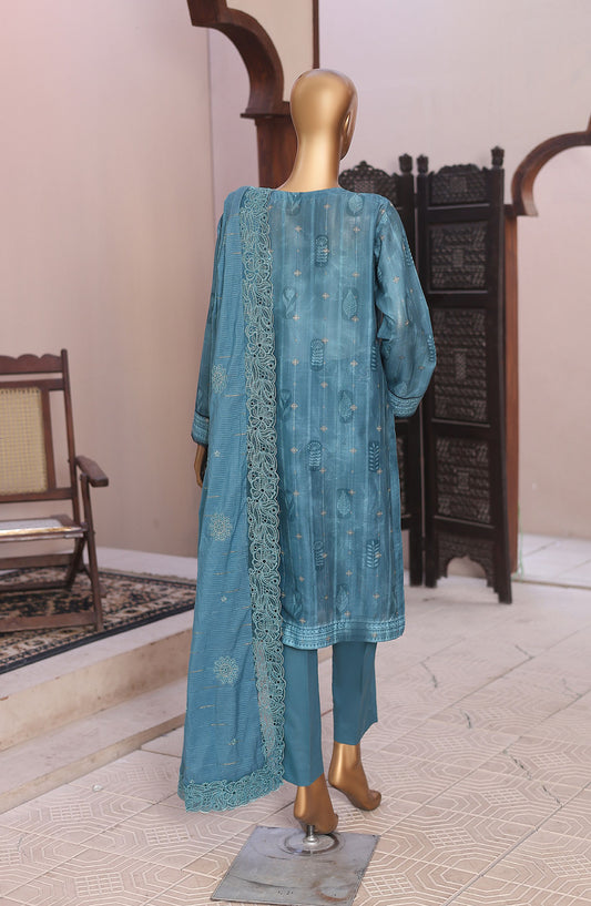 Ninokara by HZ Textile Embroidered Jacquard Unstitched 3 Piece Suit - D-02 - HZ26KNRA - Blue - Summer Collection