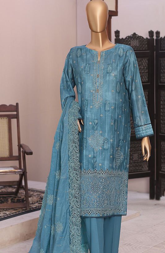 Ninokara by HZ Textile Embroidered Jacquard Unstitched 3 Piece Suit - D-02 - HZ26KNRA - Blue - Summer Collection