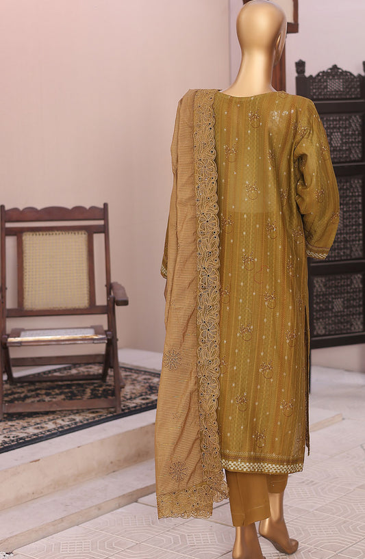 Ninokara by HZ Textile Embroidered Jacquard Unstitched 3 Piece Suit - D-01 - HZ26KNRA - Mustard - Summer Collection