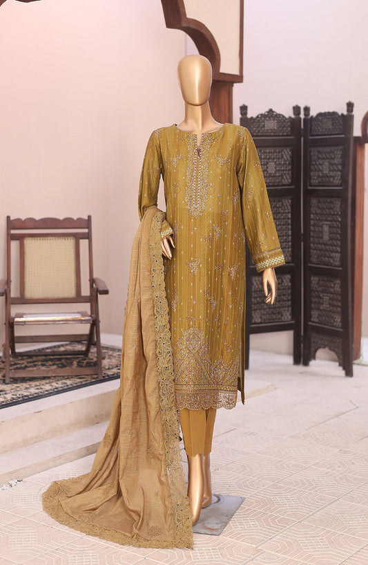 Ninokara by HZ Textile Embroidered Jacquard Unstitched 3 Piece Suit - D-01 - HZ26KNRA - Mustard - Summer Collection