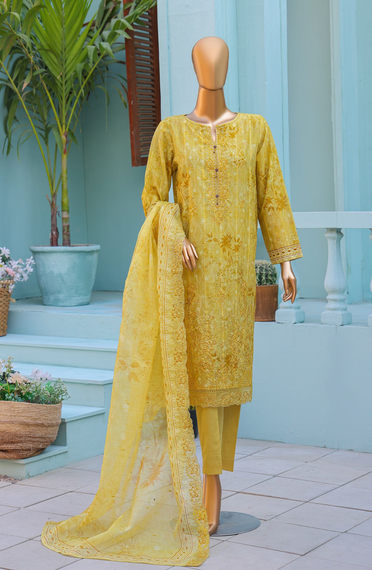 Ninokara by HZ Textile Embroidered Jacquard Unstitched 3 Piece Suit - Design-04 - HZ26NKR - Dhani - Summer Collection