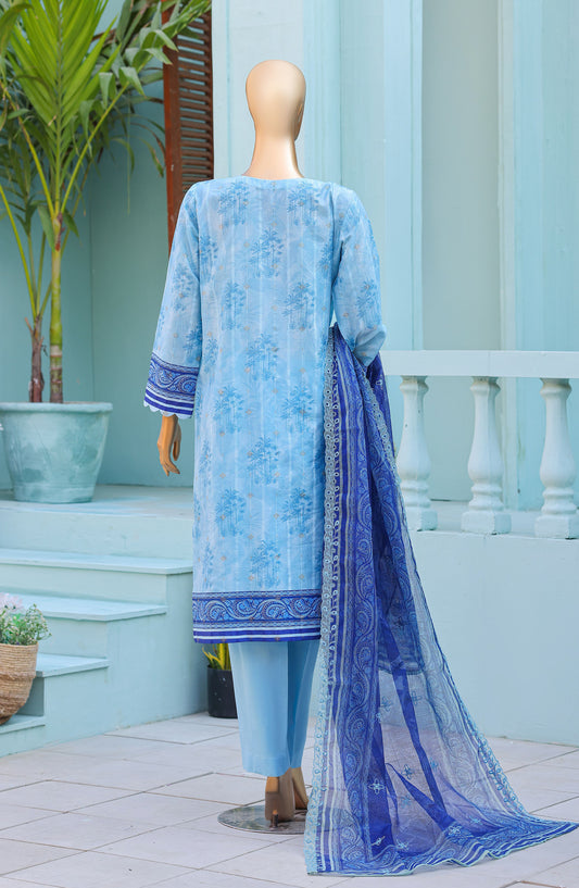Ninokara by HZ Textile Embroidered Jacquard Unstitched 3 Piece Suit - Design-03 - HZ26NKR - Blue - Summer Collection