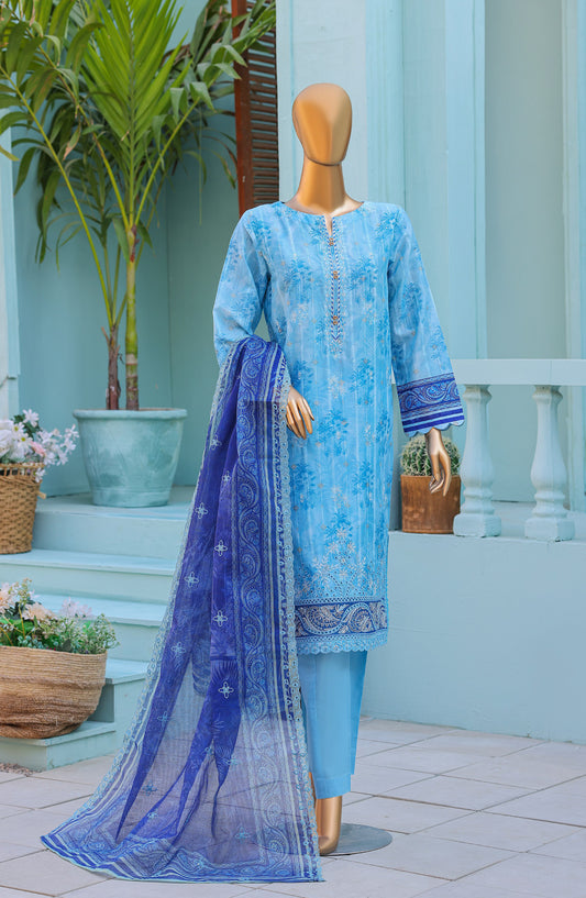 Ninokara by HZ Textile Embroidered Jacquard Unstitched 3 Piece Suit - Design-03 - HZ26NKR - Blue - Summer Collection