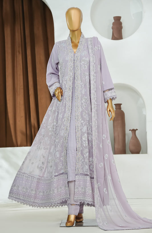 Nisbat by Maria Fabrics Embroidered Chiffon Stitched 3 Piece Suit - Ilhaam - MRF26NS - Purple - Luxury Collection