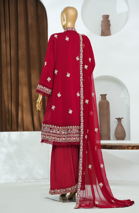 Nisbat by Maria Fabrics Embroidered Chiffon Stitched 3 Piece Suit - Gulaal - MRF26NS - Red - Luxury Collection