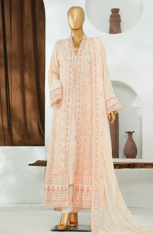 Nisbat by Maria Fabrics Embroidered Chiffon Stitched 3 Piece Suit - Raahein - MRF26NS - Pink - Luxury Collection